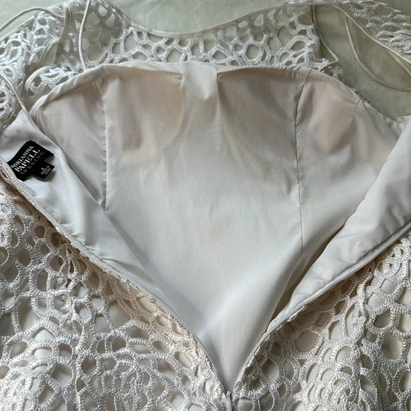 ADRIANNA PAPELL Evening White Crochet Lace Overlay Dress Occasion Party Size 6 - Picture 13 of 16